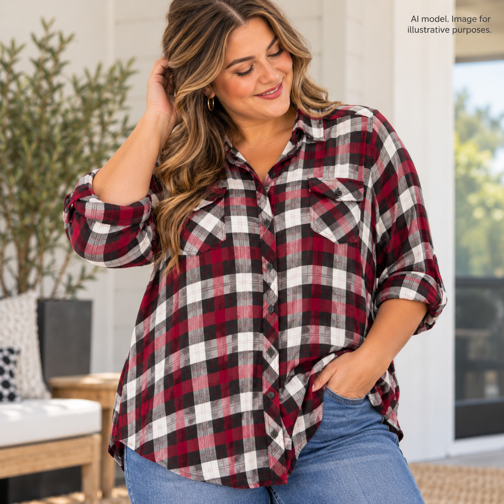 Torrid Shirt 2 Womens 2X Scotch Plaid Soft Flannel Challis Boyfriend Shacket